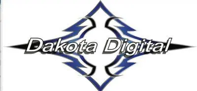A blue and white logo for the dekota digital company.