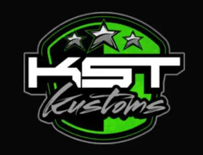 A black and green logo for kst customs