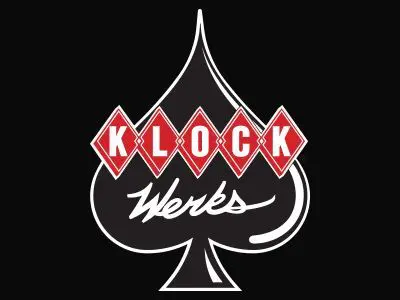A black and white logo of the klock werks.