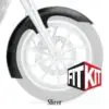 A picture of the front tire on a motorcycle.