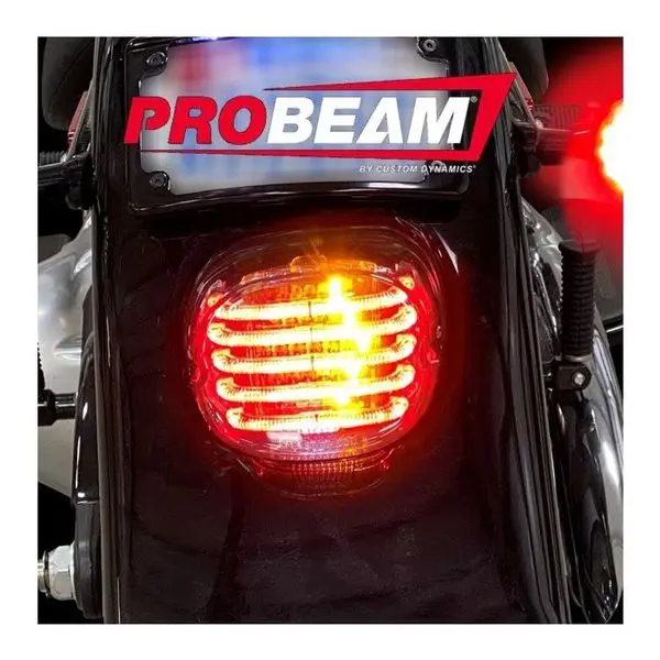 A close up of the back light on a motorcycle