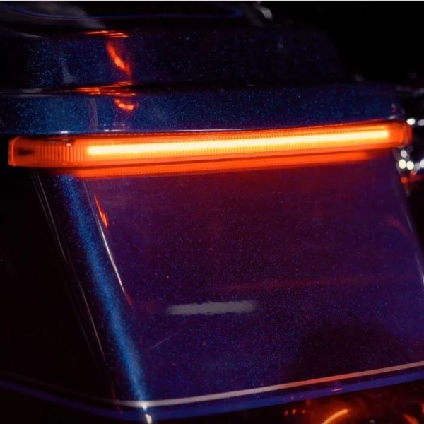 A close up of the side light on a motorcycle