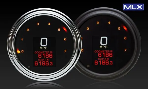 Two different speedometers are shown with red numbers.